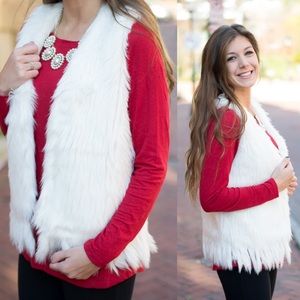 White Faux Fur Vest - Medium